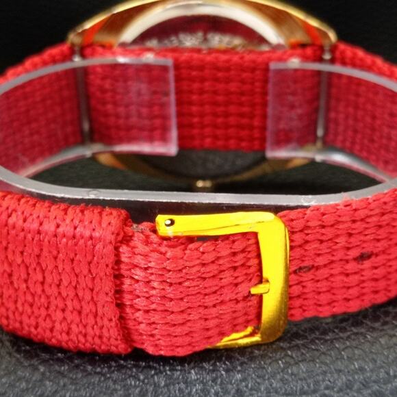 Vintage 1992 Oris Manual Mens Gold Watch W/Nato Strap & Red accents - Picture 2 of 9